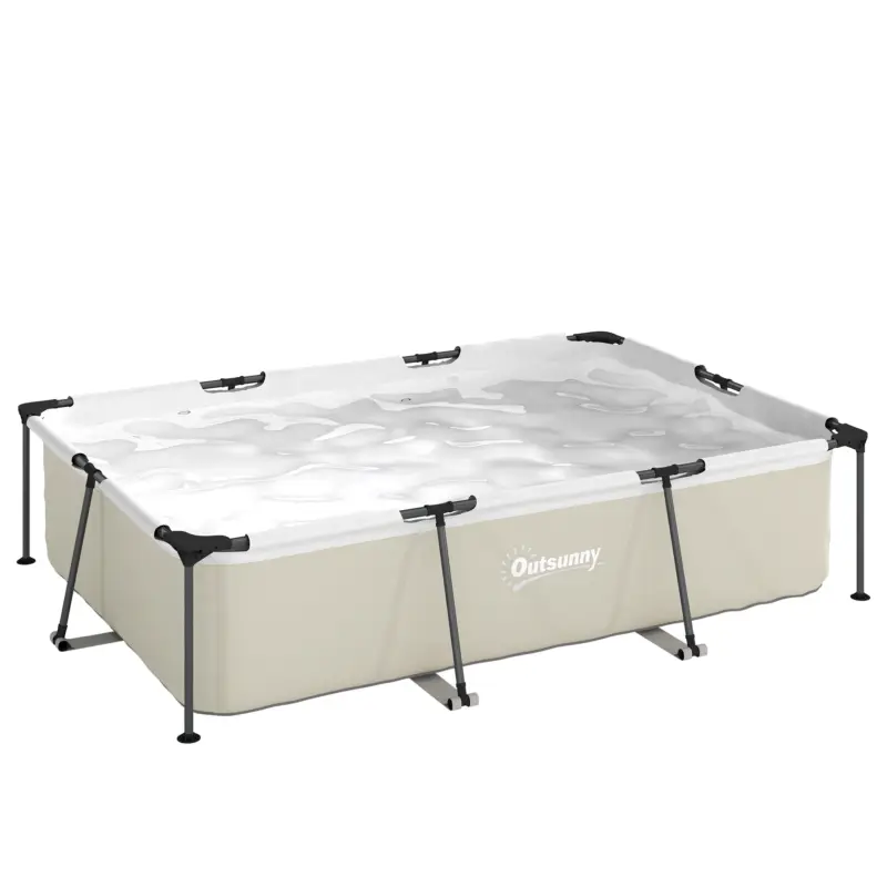 Outsunny Piscină Tubulară Dreptunghiulară cu Pompă de Filtrare 3701L din PVC cu 3 Straturi 316x238x66,5cm Gri Mai ieftin