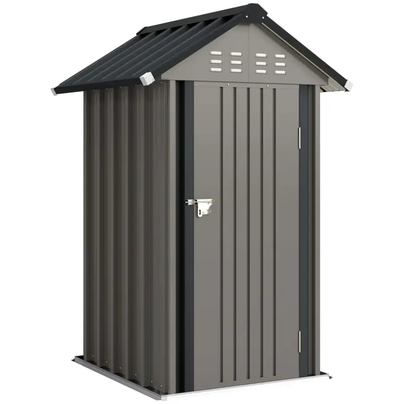 Outsunny Depozit metalic pentru unelte 1,17 m², magazie cu acoperiș în două ape, ventilație, lacăt și mănuși, 122 x 121 x 192 cm Popular