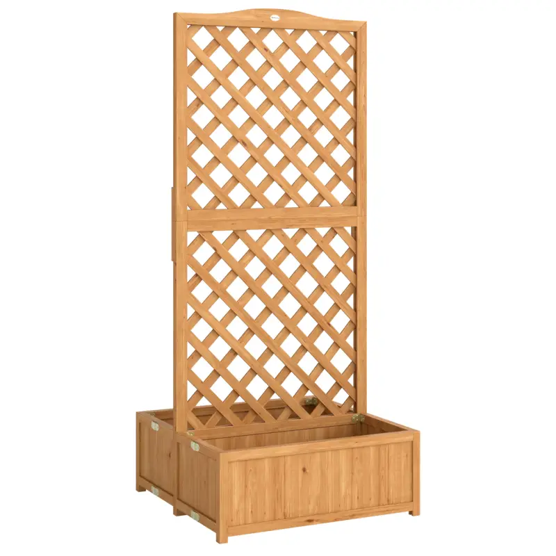Vezi acum Outsunny Jardinieră cu grilaj din lemn pentru plante cățărătoare cu 2 cutii pliabile Base de Listones 73x70x170 cm Natural