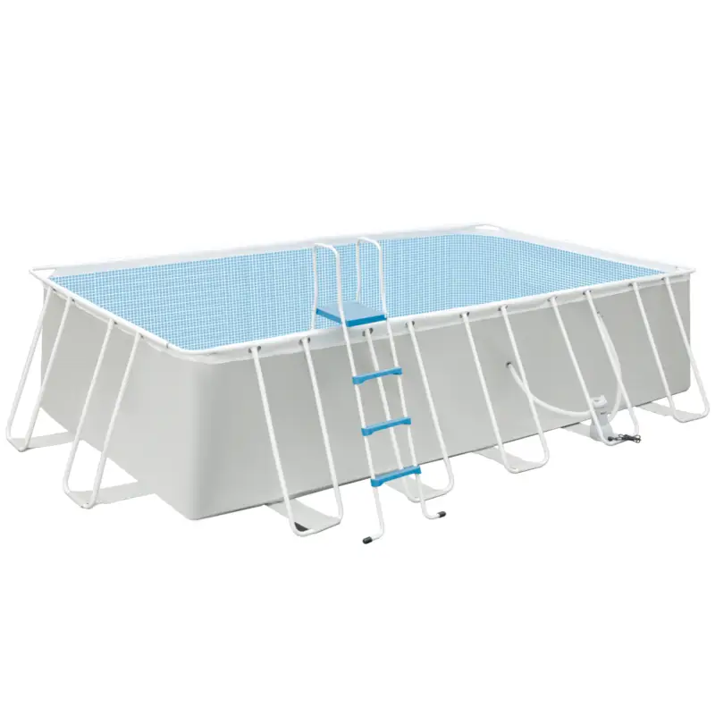 Outsunny Piscina supraterana cu cadru de otel cu pompa de filtru, cartus filtrant, pereti laterali ranforsati Rezistenta la rugina Piscina supraterana 580L x 310l x 122H cm, Gri deschis Vezi acum