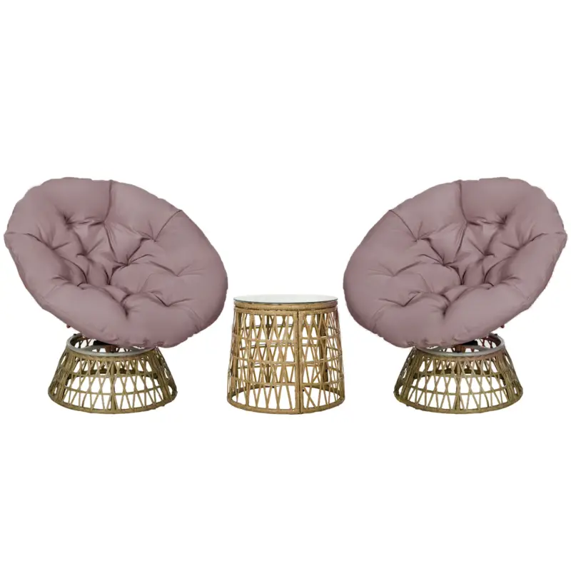 Reducere extra Outsunny Set de bistro pentru balcon, set de terasă, set rezistent la intemperii, perne detașabile, 85 cm x 70 cm x 82 cm, Natural + Maro deschis