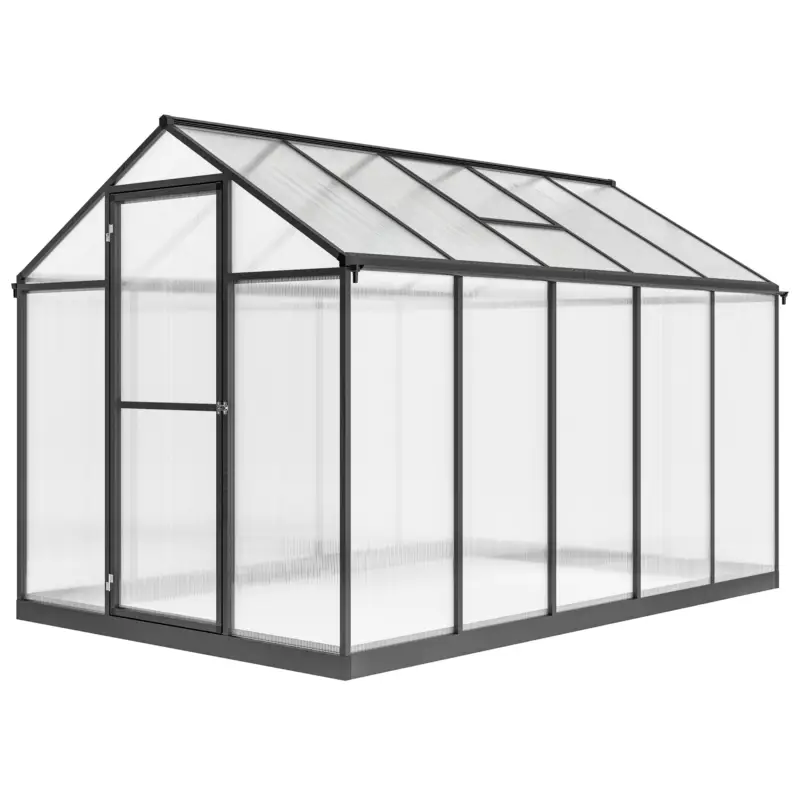 Outsunny Seră de grădină din aluminiu și policarbonat, cu ferestre superioare reglabile 303x183x195cm transparent Lichidare de stoc