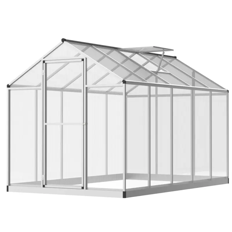 Outsunny Seră de Grădină 3 x 2 m Aluminiu Policarbonat 5,5 m² Fundație Fereastră locket Reducere extra
