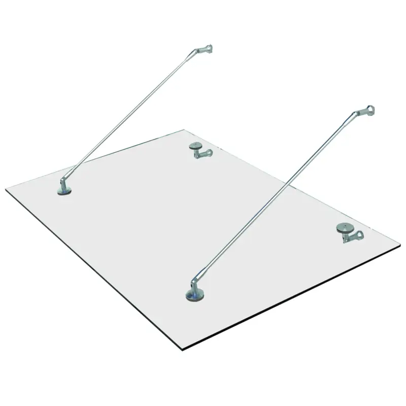 Reducere Outsunny - Tettoia porta d'ingresso baldacchino pensilina in vetro trasparente e acciaio inox