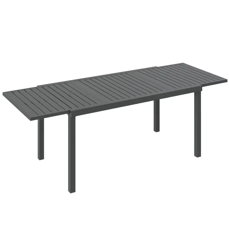 Outsunny Masă de Grădină Extensibilă 150/225x85x75 cm Masă de Luat Masa din Aluminiu cu Blat cu Șipcă pentru 6-8 Persoane Gri Cumpărături sigure