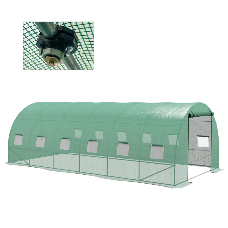 Ofertă limitată Outsunny Invernator de Tunel 6x3x2 m cu Sistem de Irigații Integrat 12 Ferestre cu Plasă și 1 Ușă Rulabilă Verde