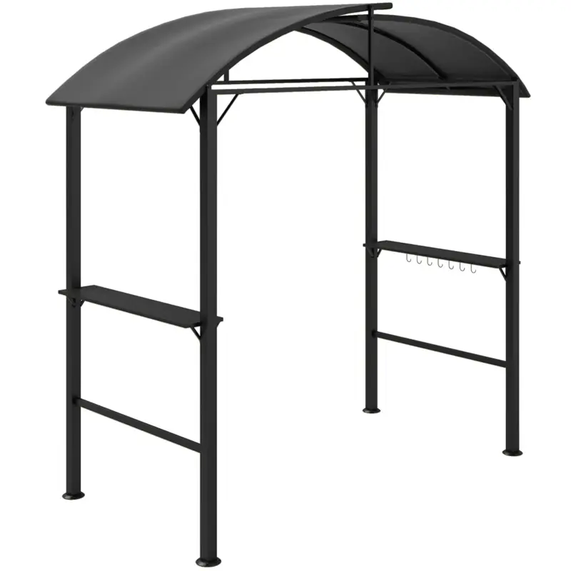 Outsunny Pavilion de grătar, 2 tavane laterale, cârlige, cadru din oțel, 1,1 x 2,3m, Gri închis Preferatul clienților
