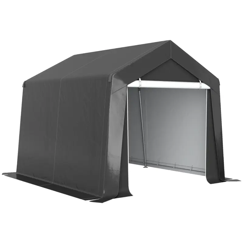 Cel mai bun preț Outsunny Carport cort de garaj 3x3 m cort garaj impermeabil cu ușă rulabilă fereastră de ventilație margini prelungite Gri închis