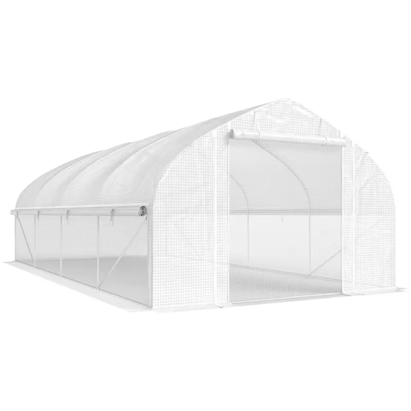 Ofertă limitată Outsunny Seră tip tunel 6x3x2 m cu Anti-UV și Ușă rulou cu fermoar Pereți laterali cu plasă Alb