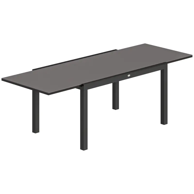 Outsunny Masă de Grădină Extensibilă pentru 8-10 Persoane cu Blat din Sticlă Temperată, din Aluminiu, 140/240x90 cm, Negru Reducere de preț