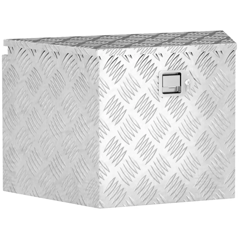Vezi acum HOMCOM Cutie de scule pentru remorcă cutie de depozitare din aluminiu cu încuietoare formă trapezoidală 73,7 x 41 x 46 cm argintiu