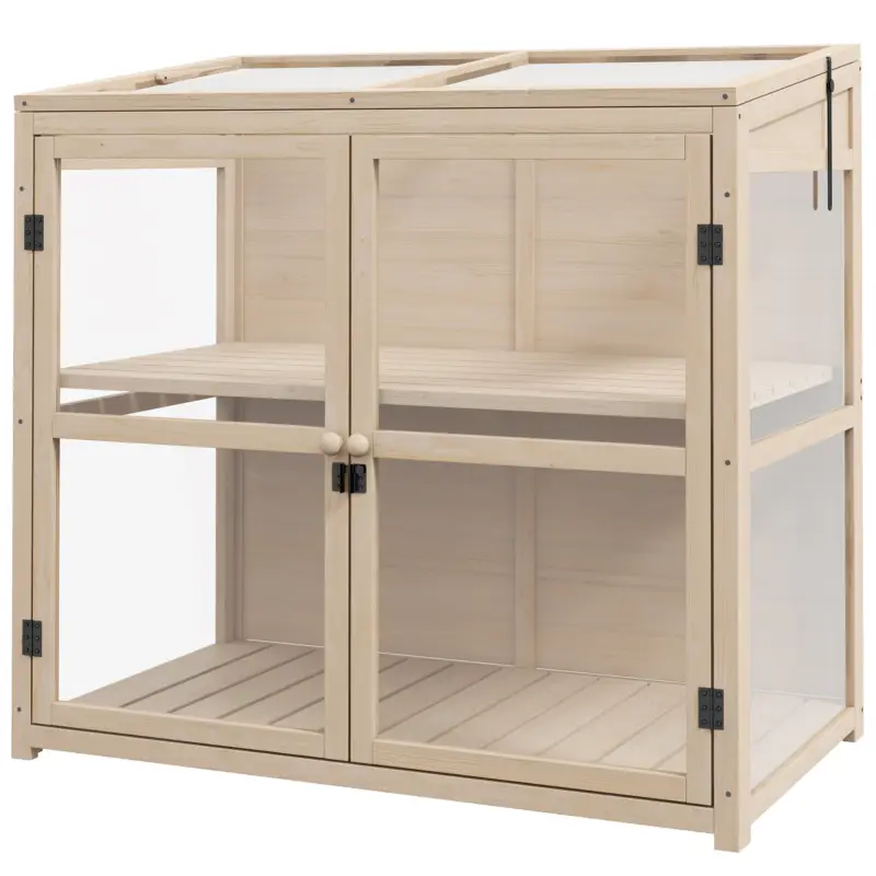 Outsunny Răsadniță pat de cultivare, rezistent la intemperii, 2 niveluri, lemn de brad, 103 x 61 x 103 cm, natural Preferatul clienților