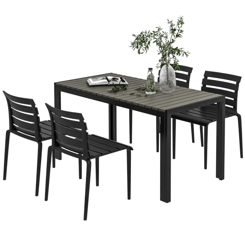 Chilipir Outsunny Set de servit masa pentru gradina din 5 piese, Negru