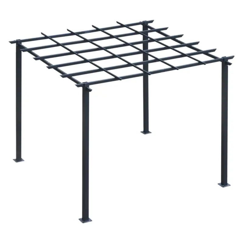 Preț redus Outsunny Spalier Gradina Metal Negru 297×295×230 cm – Pentru Plante Catatoare