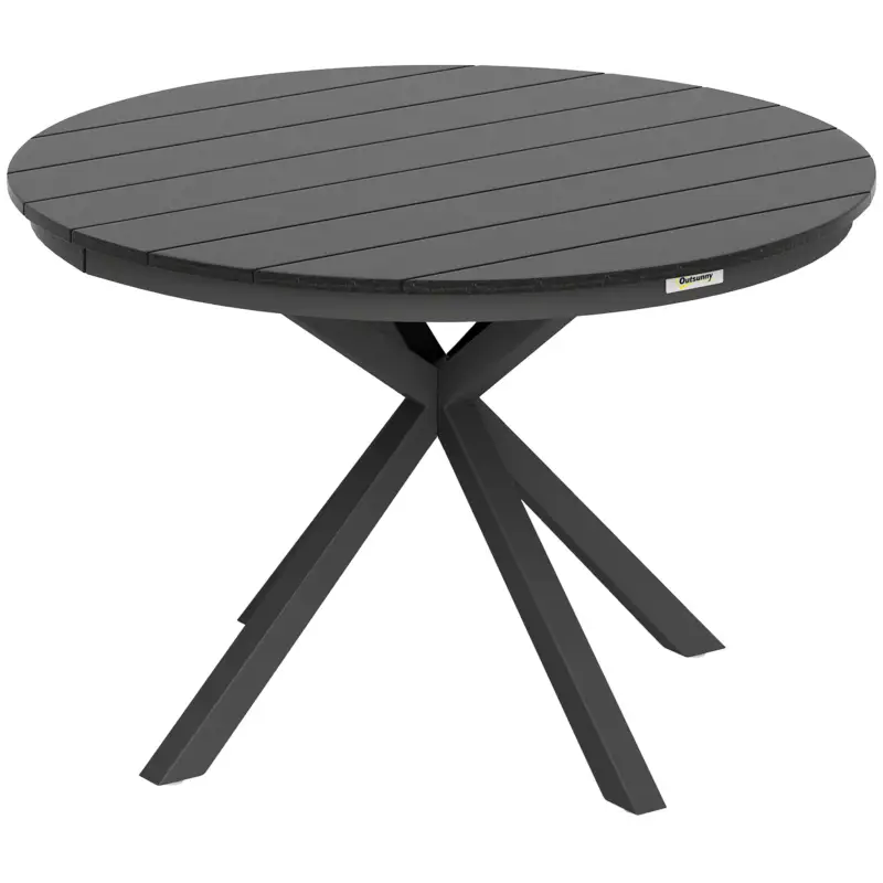 Popular Outsunny Masă de grădină rotundă Ø 118 cm cadru din aluminiu pentru balcon, verandă, patio, negru