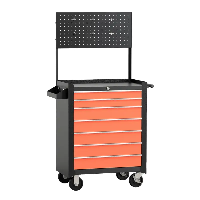 HomCom Cărucior scule pentru Atelier cu Sertar Negru și Portocaliu 61.5 x 33 x 76cm Preferatul clienților