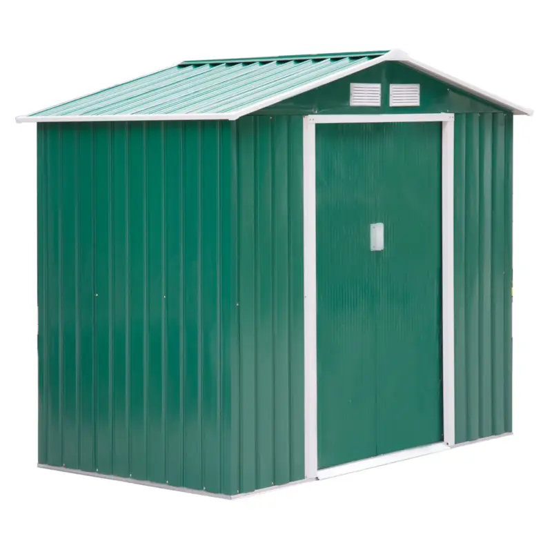 Outsunny Magazie Gradina din Otel, culoare verde, dimensiuni 213×127×18 cm Transport gratuit