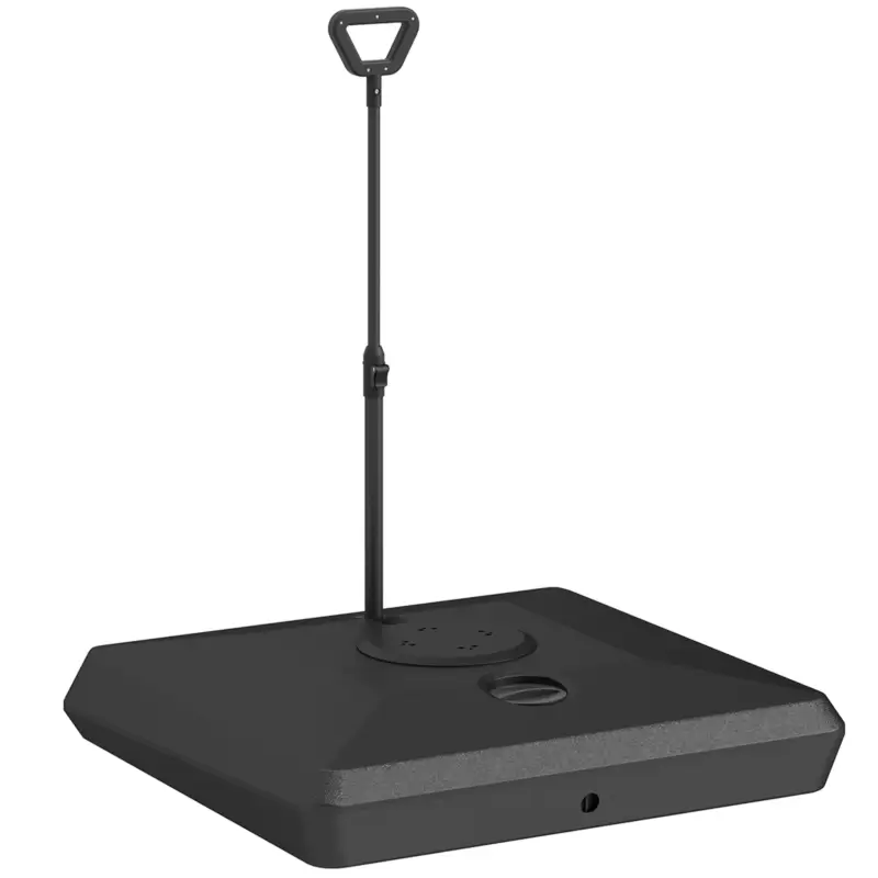 Outsunny Bază pentru Umbrelă Suspendată din HDPE cu Mâner și Roți, Reîncărcabilă cu Apă sau Nisip, 95x95x117 cm, Neagră Plată sigură