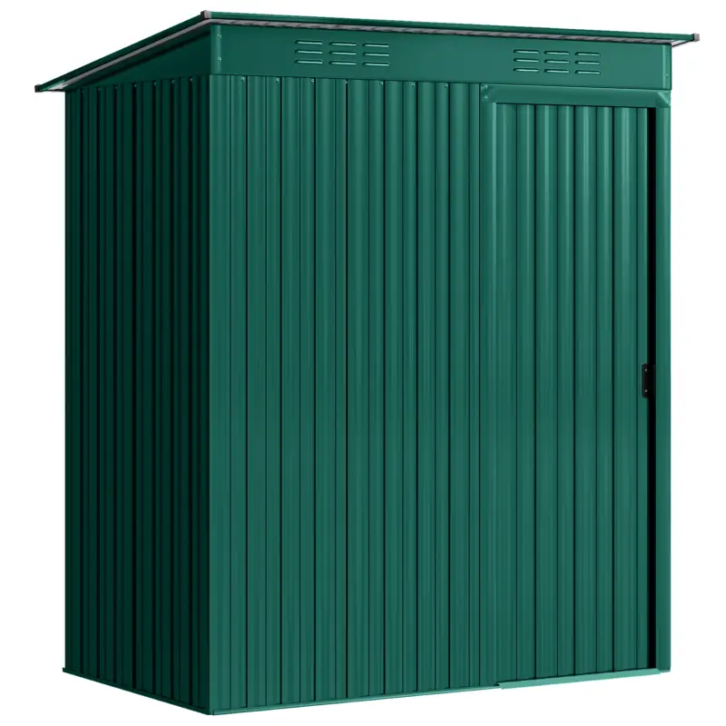 Outsunny Căsuță de Grădină din Metal cu Guri de Aerisire și Ușă Glisantă, 159x106x181 cm, Verde Calitate înaltă