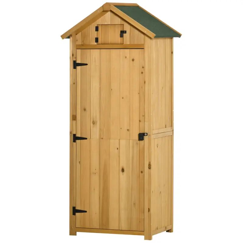 Livrare gratuită Outsunny sopron de Gradina din Lemn Impermeabil, 77x54.2x179 cm, Galben