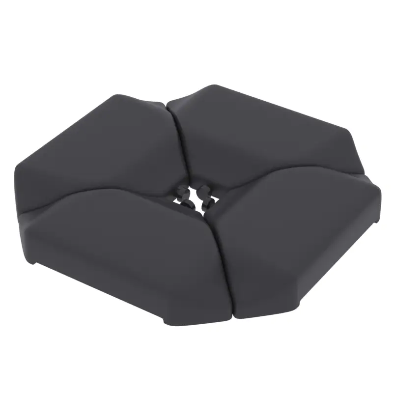 Cumpărături sigure Outsunny Bază pentru Umbrelă de 4 Piese, pentru Cantilever Suport pentru Parasolar din HDPE Umplabil cu Apă 77 kg sau Nisip 100 kg