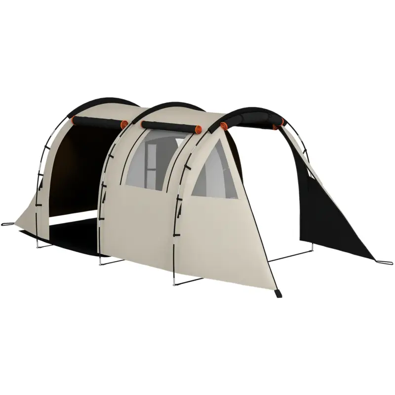 Plată sigură Outsunny Cort de Camping pentru 4-5 Persoane cu Capac Blackout, Cort Tunel Impermeabil cu Geantă de Transport, 460x230x180 cm, Kaki