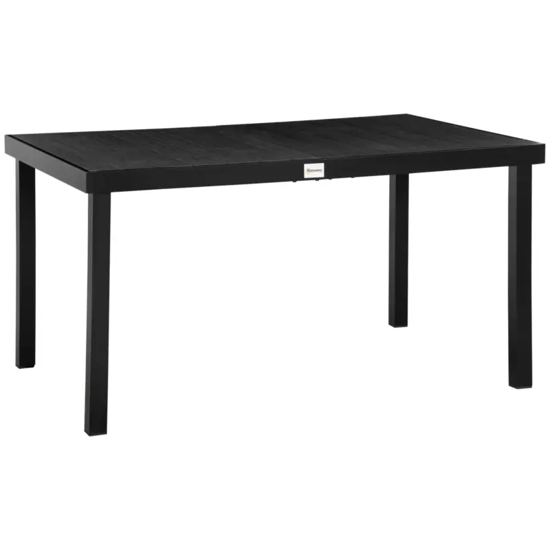 Preț promoțional Outsunny Masă de grădină pentru 6 persoane Masă din aluminiu Mobilier de grădină Mobilier lounge ușor de întreținut plastic Negru 140 x 90 x 74 cm
