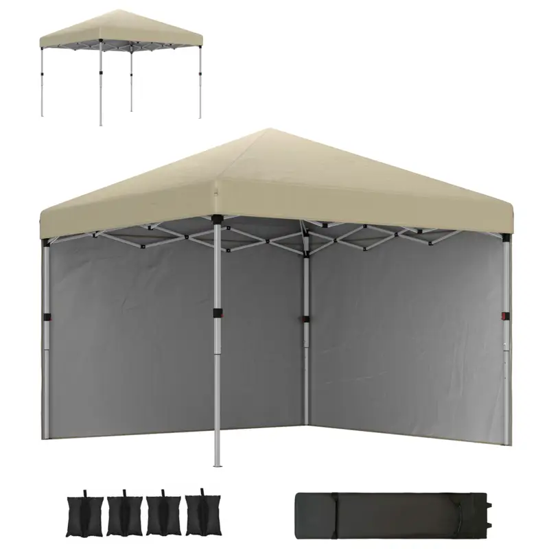 Lichidare de stoc Outsunny Pavilion barnum de grădină pop-up pliant reglabil pe înălțime protecție UV30+ 2 panouri laterale husă de transport inclusă
