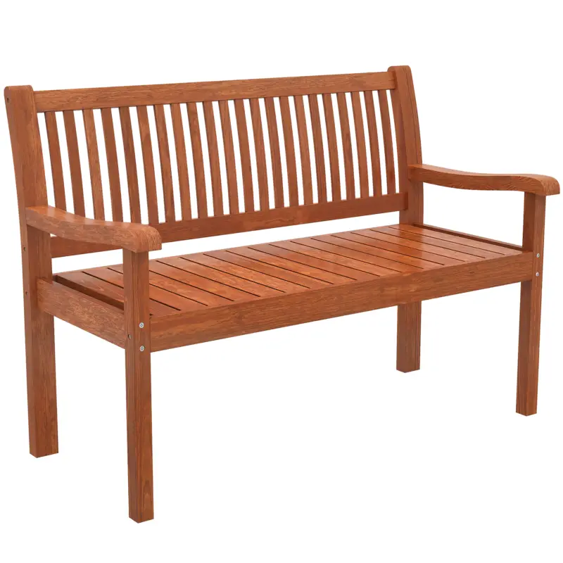 Outsunny Banc de grădină Banc exterior 2 locuri cu husă impermeabilă și spătar ergonomic Lemn maro deschis Preferatul clienților