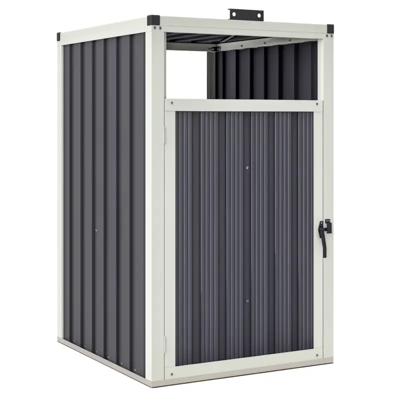 Livrare expres Outsunny Adăpost pentru 1 coș de gunoi 240L, adăpost de exterior pentru coș de gunoi, capac rabatabil 180°, oțel galvanizat 73 x 81 x 122 cm, gri închis