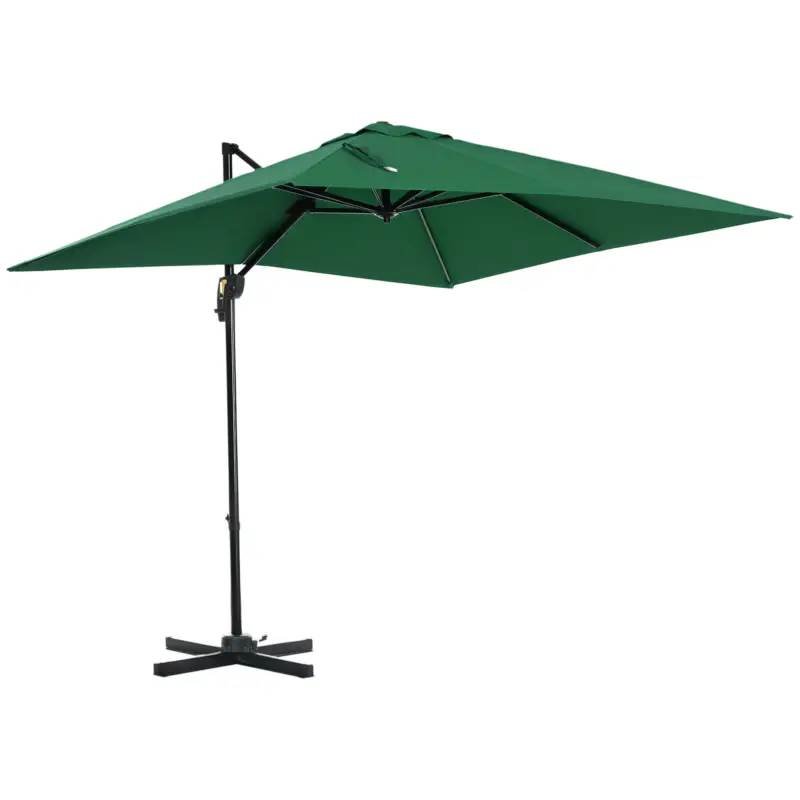 Cumpără online Outsunny Umbrelă de grădină cu manivelă, 2.5x2.5 m, rotativă 360° și parasolar reglabil, verde