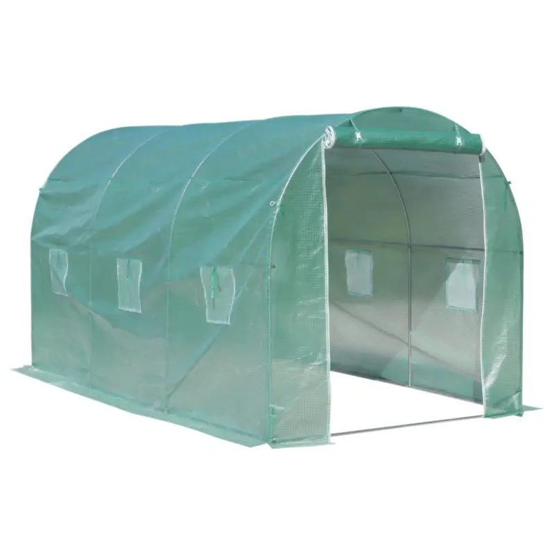 Cel mai vândut Outsunny Serra a Tunnel da Giardino Struttura in Acciaio con 6 Finestre, Verde 400x200x210cm