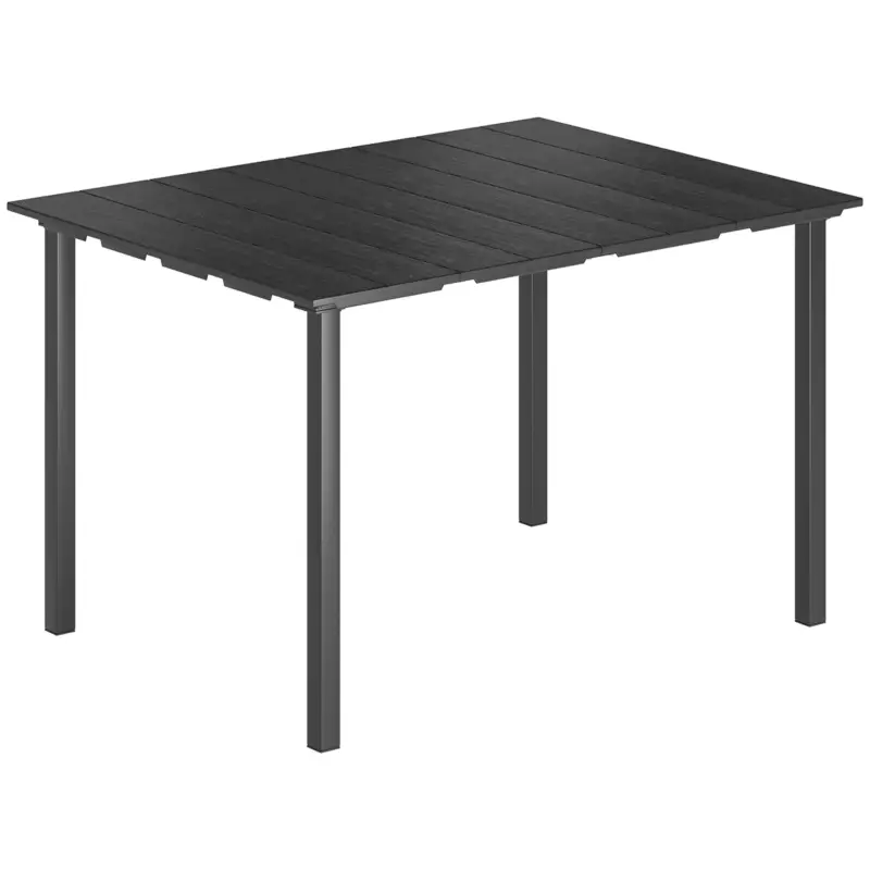 Super ofertă Outsunny Masă de Dining pentru Exterior pentru 4 Persoane, Masă Dreptunghiulară de Grădină cu Blat din HDPE și Cadru Metalic, Neagră