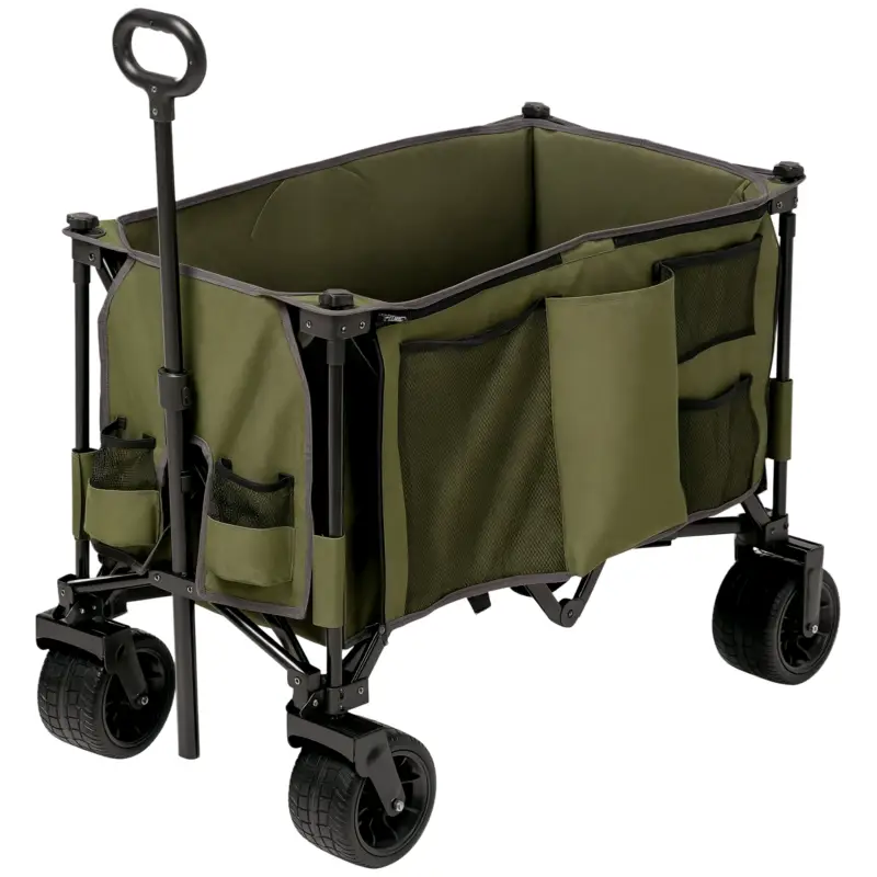 Outsunny Cărucior pliabil, 7 buzunare laterale, mâner reglabil, suportă până la 120 kg, oțel, verde, 100 x 48 x 100,5 cm Cumpără acum