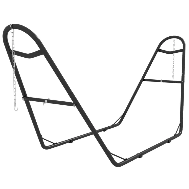 Premium Outsunny Suport pentru hamac pentru 2 persoane, cadru pentru hamac din metal portabil și reglabil, pentru hamace de 2,75 până la 4,3 m, Negru