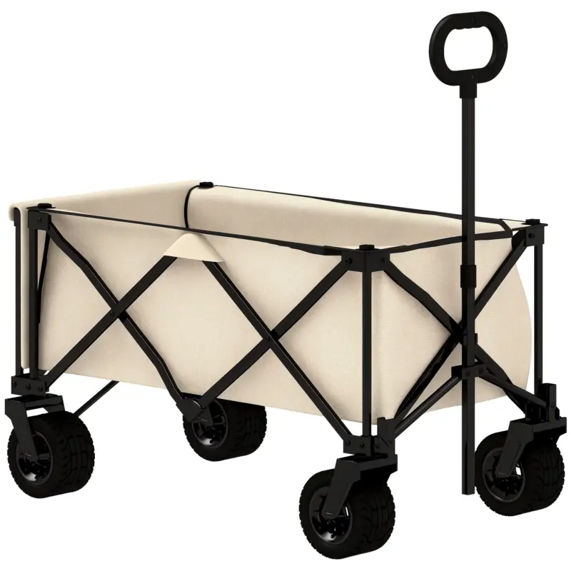 Premium Outsunny Carucior de grădină cu o capacitate de 100 kg, pliabil, cu sac detașabil, 90 x 48 x 92 cm, bej
