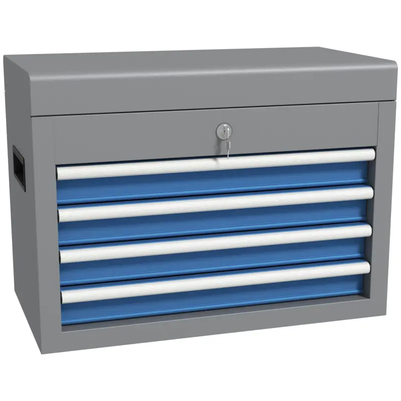 Disponibil imediat DURHAND Caisse boite à outils en metal cu 4 sertare și 1 blat superior, blocabil cu 2 chei furnizate, 2 mânere