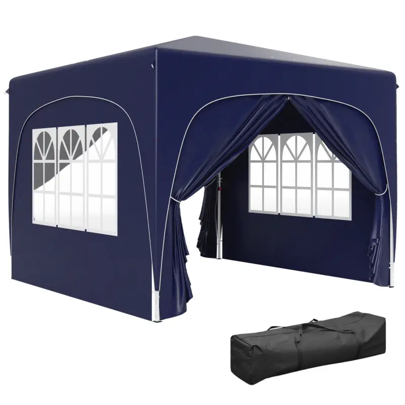 Outsunny Pavilion 3 x 3 m, cort pliabil pentru grădină cu pereți laterali și geantă de transport, UPF50+, reglabil în înălțime, nisip Ofertă exclusivă