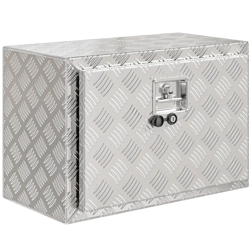 HOMCOM Cutie pentru Unelte de 76L din Aluminiu cu Încuietoare, 2 Chei și Mâner Lateral, 60,9x35,5x40,6 cm, Argintiu Retur gratuit