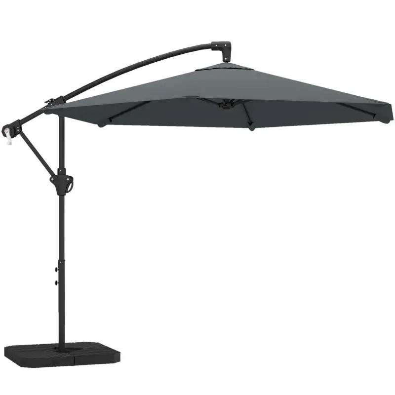 Outsunny Umbrelă Suspendată cu Bază în Cruce, din Metal și Poliester, 302x295x242 cm, Gri Închis Doar azi