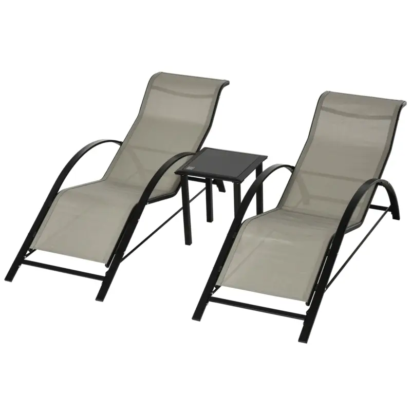 Outsunny Set 2 sezlonguri si masuta, 59x169x66 cm, negru Livrare rapidă