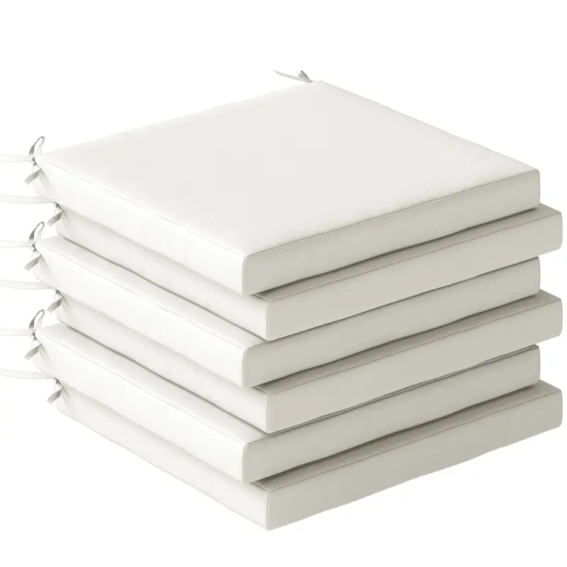 Ofertă Outsunny Set de Perne pentru Scaune de Dining 46x42x7 cm 6 Bucăți cu Husă Lavabilă și Șnururi, Impermeabile și Anti-UV Crem