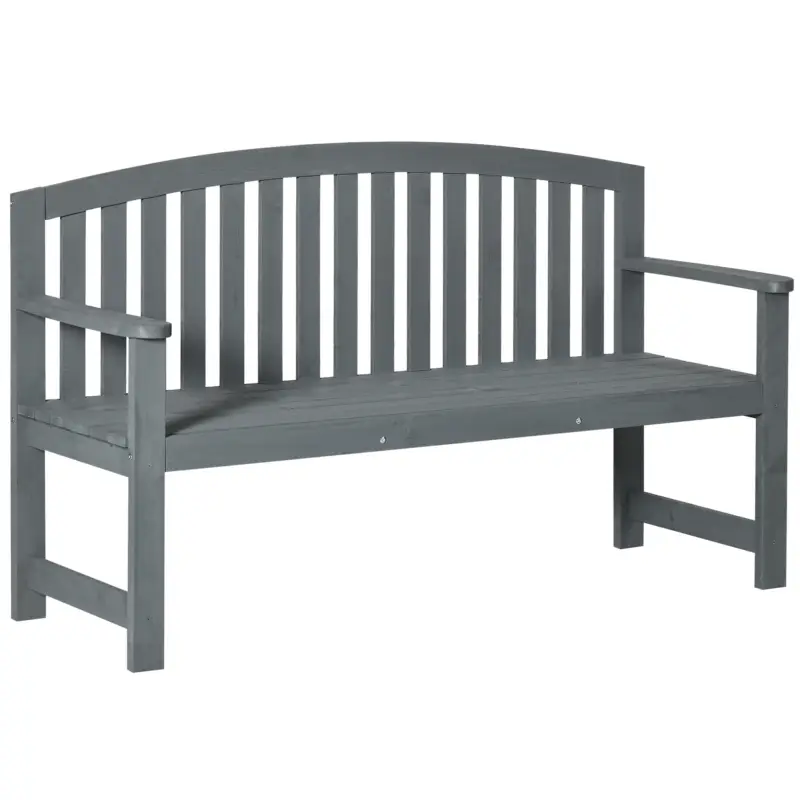 Ofertă Outsunny Bancă de grădină 2 locuri din lemn, bancă rezistentă la intemperii, mobilier de grădină cu spătar, capacitate 240 kg 143 x 51 x 85 cm, Gri