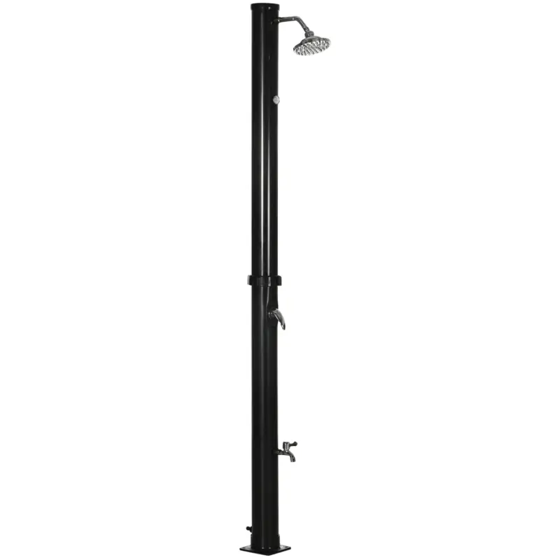 Outsunny Duș Solar de 20L cu Robinet Inferior și Temperatură Reglabilă, din Aliaj de Zinc, 15.5x15.5x222 cm, Negru Plată sigură