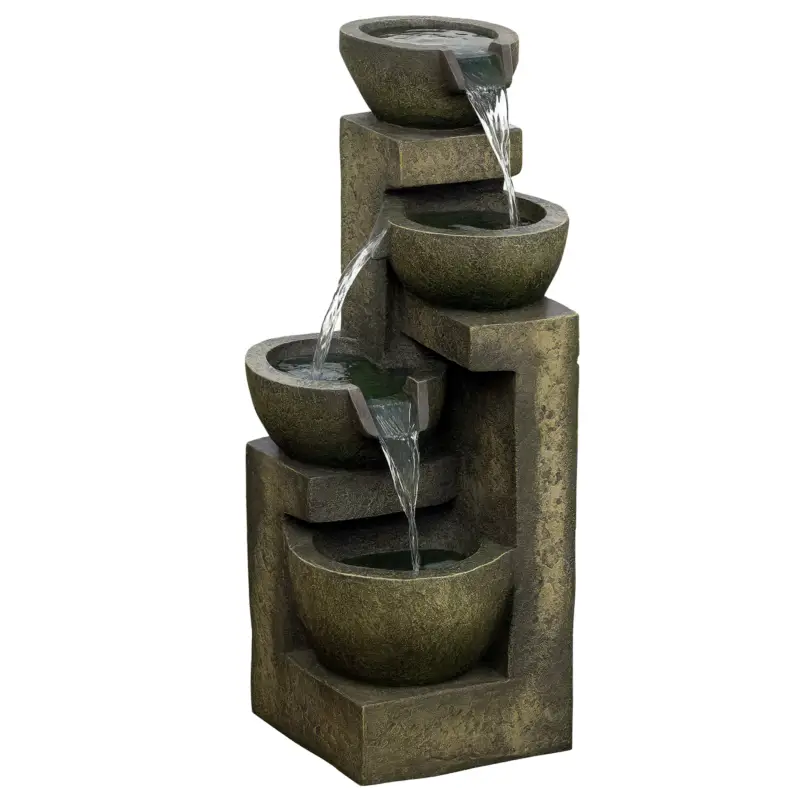 Outsunny Fântână de grădină ornament zen debit reglabil pompă submersibilă inclusă dim. 25L x 24l x 60H cm rășină negru Comandă acum