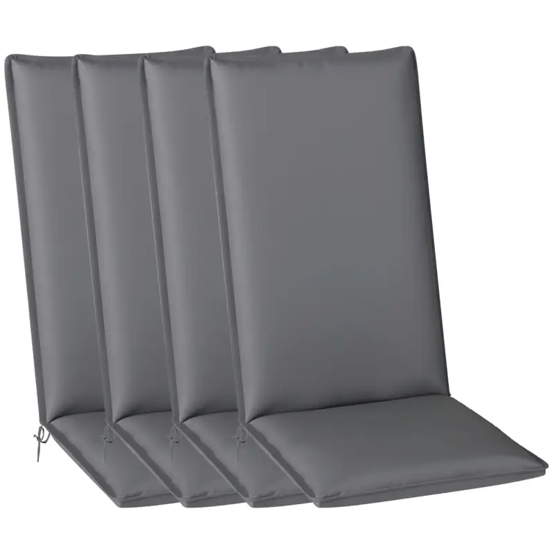 Transport gratuit Outsunny Lot de 4 perne de scaun pentru exterior cu curele si banda reglabila, anti-decolorare UPF50+, 124x50x5cm, gri