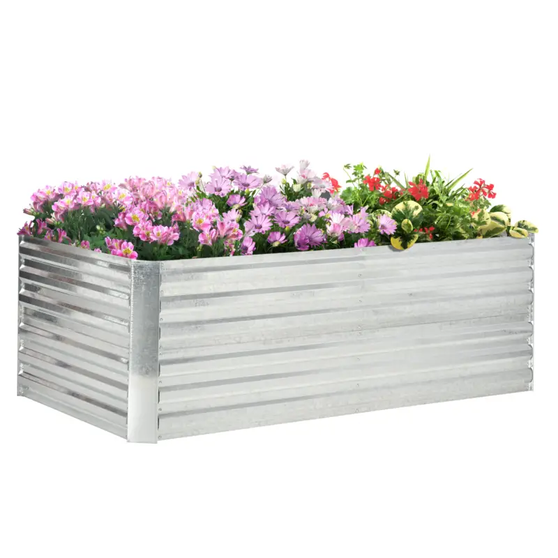 Outsunny Pat de grădină în formă de potager dreptunghiular cu tuburi de armare din oțel galvanizat 180 x 90 x 59 cm Ofertă