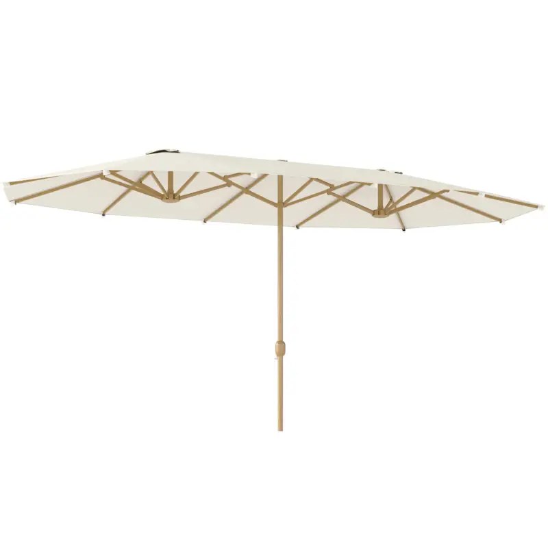 Cumpără online Outsunny Umbrelă Dublă cu Deschidere cu Manivelă, din Oțel și Poliester, 455x265x238 cm, Bej