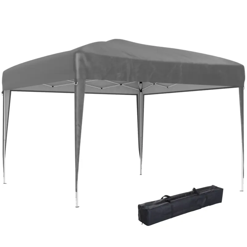 Premium Outsunny Tonelă pop-up barnum de grădină pliabil anti-UV + sac de transport oțel Oxford 2,95 x 2,95 x 2,55 m gri