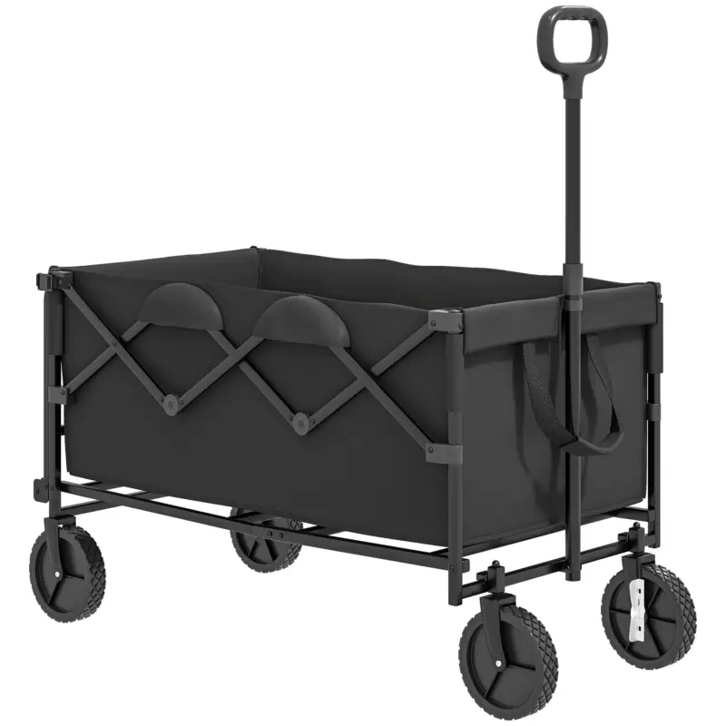 Outsunny cărucior de grădină pliabil de 160L cu mâner reglabil, capacitate 100 kg, 95x55x102 cm, negru Calitate înaltă